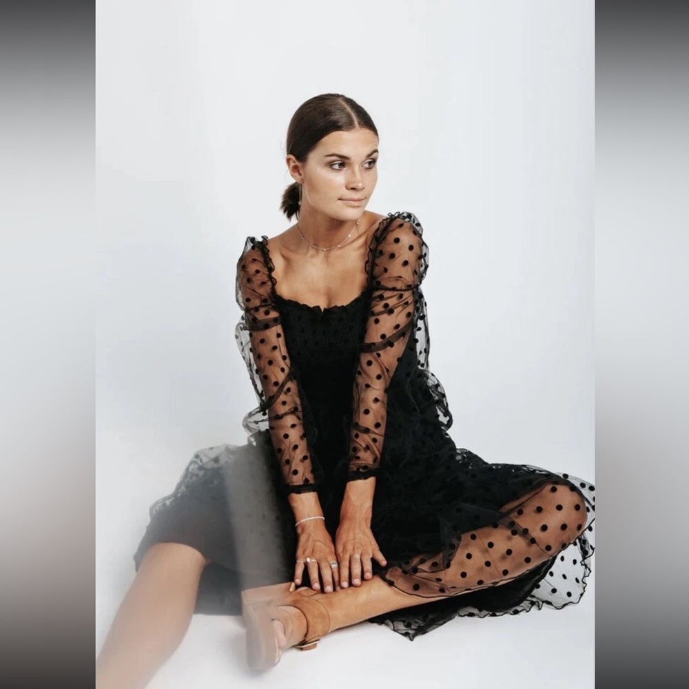 Piper & Scoot the Easton dot detail dress in black - 1X